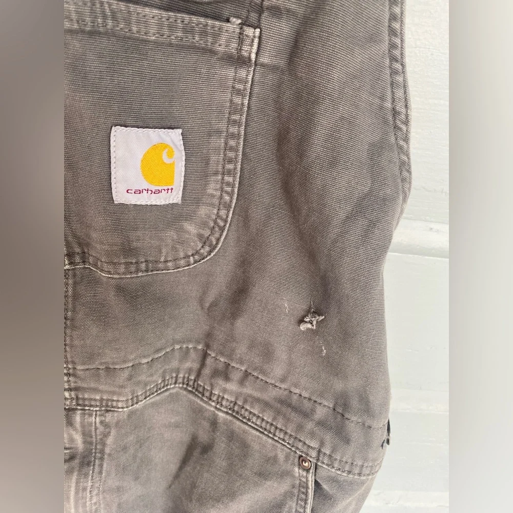 Carhartt Rugged Flex Relaxed Fit Canvas rigby Bibs Gravel gray/blue  42x34 - Picture 3 of 7